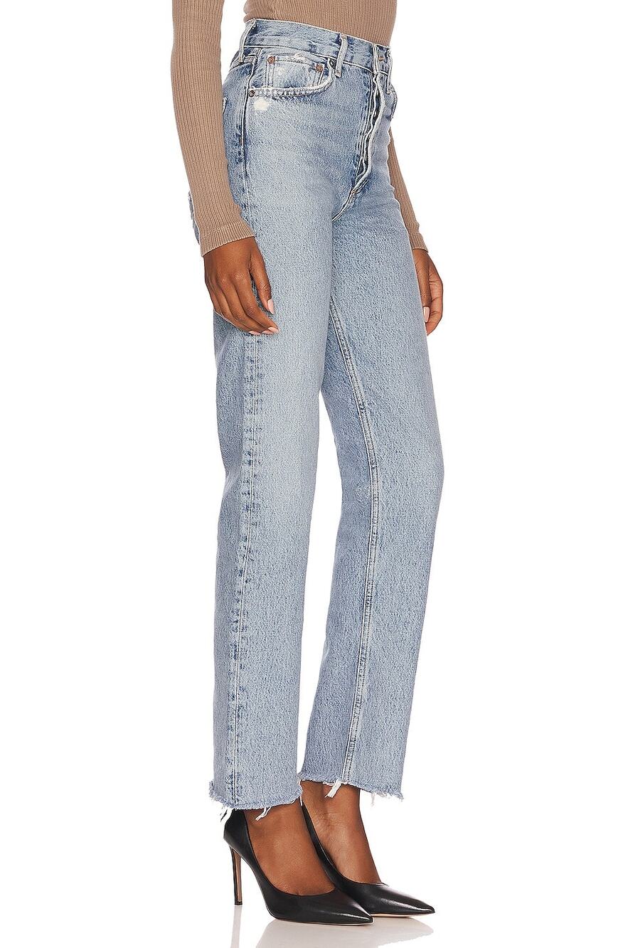 Agolde 90's Pinch Waist Jean Ruminate Light Blue 25 Y2K Raw Hem Distressed Boho